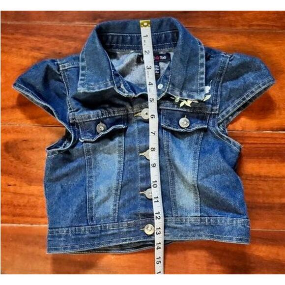 Limited Too Girls Denim Vest Jacket – Floral Embroidered Jean Vest - Picture 10 of 12